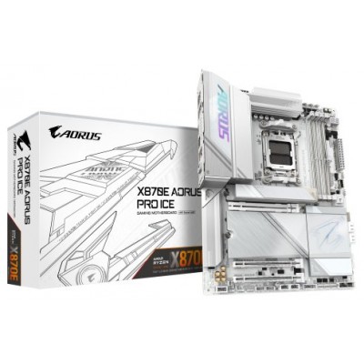 GIGABYTE Placa base X870E AORUS PRO ICE - Compatible con CPUs AMD Ryzen 9000, VRM digital de 16+2+2 fases, hasta 8000MHz DDR5 (OC), 4xM.2 + 4xPCIe 5.0, Wi-Fi 7, LAN 2.5GbE, USB 3.2 Gen 2x2 (Espera 4 dias) en Huesoi