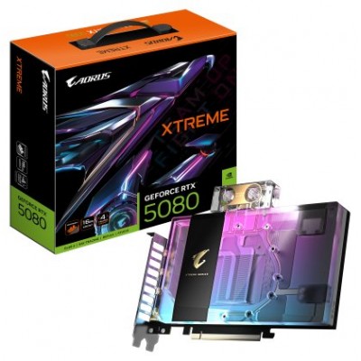 GIGABYTE AORUS GeForce RTX 5080 XTREME WATERFORCE WB 16G Tarjeta Gráfica - 16GB GDDR7, 256 bits, PCI-E 5.0, 2805MHz Core Clock, 3 x DP 2.1a, 1 x HDMI 2.1b, NVIDIA DLSS 4, GV-N5080AORUSX WB-16GD (Espera 4 dias) en Huesoi