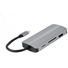 ADAPTADOR MULTIPUERTO USB TIPO-C 8 EN 1 PLATA en Huesoi