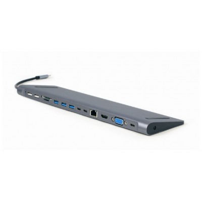 ADAPTADOR MULTIPUERTO GEMBIRD USBC 9EN1 HUB,HDMI,VGA,PD,LECTOR,LAN,AUDIO3,5 en Huesoi