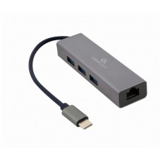 ADAPTADOR DE RED GEMBIRD USB-C GIGABIT CON CONCENTRADOR USB 3.1 DE 3 PUERTOS en Huesoi
