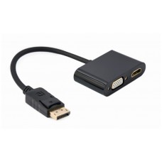 DISPLAY GEMBIRD PORT MACHO A HDMI HEMBRA + CABLE ADAPTADOR VGA HEMBRA NEGRO en Huesoi