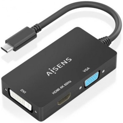 AISENS - CONVERSOR USB-C A DVI/HDMI/VGA, USB-C/M-DVI/H-HDMI/H-VGA/H, NEGRO, 15CM en Huesoi AISENS - CONVERSOR USB-C A DVI/HDMI/VGA, USB-C/M-DVI/H-HDMI/H-VGA/H, NEGRO, 15CM en Huesoi