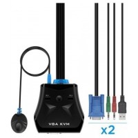 AISENS Conmutador KVM VGA USB 1U-2PC+CABLE, NEGRO en Huesoi