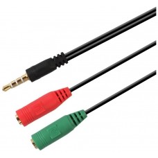 CABLE ADAPTADOR AISENS AUDIO JACK 3.5 4P/M-2XJACK 3.5 3P/H 20CM en Huesoi