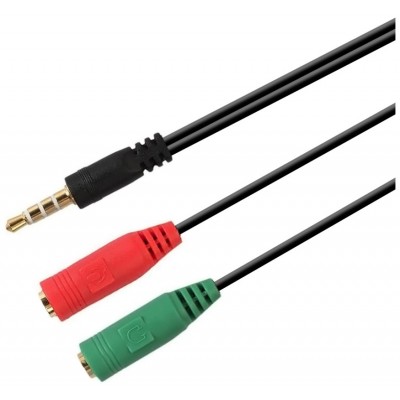CABLE ADAPTADOR AISENS AUDIO JACK 3.5 4P/M-2XJACK 3.5 3P/H 20CM en Huesoi