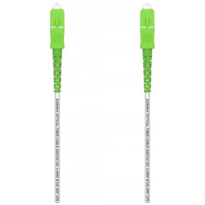 AISENS Cable Fibra Optica Latiguillo 20 M G657A2 3.0 9/125 SMF SIMPLEX CPR DCA LSZH, SC/APC-SC/APC, en Huesoi