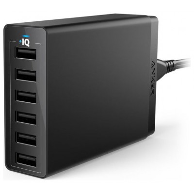 CARGADOR ANKER POWERPORT 6 60W 6-PORT USB NEGRO en Huesoi