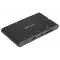 PNY Mini Hub Portátil 9 en 1 con Cable USB-C Integrado con 2 Puertos USB-C 2 Puertos USB-A 3.1 1 P en Huesoi