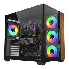 CAJA ATX ABYSM SAVA 285B SIN FUENTE NEGRO MADERA 3 en Huesoi