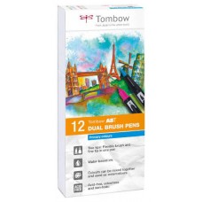 ESTUCHE 12 ROTULADORES DOBLE PUNTA PINCEL COLORES PRIMARIOS TOMBOW ABT-12P-1 (Espera 4 dias) en Huesoi