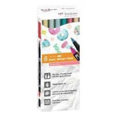 ESTUCHE 6 ROTULADORES DOBLE PUNTA PINCEL. COLORES CANDY DUAL BRUSH (CAJA CARTÓN) TOMBOW ABT-6C-4 (Espera 4 dias) en Huesoi