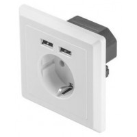ROSETA PARED LANBERG 230V SCHUKO 16A 2X USB 2.1 A BLANCO en Huesoi