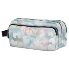 ESTUCHE ESCOLAR TRES COMPARTIMENTOS CORAZONES PASTEL TOTTO AC52ECO009-2311Z-4HX (Espera 4 dias) en Huesoi