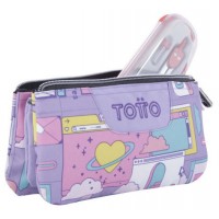 ESTUCHE ESCOLAR TRES COMPARTIMENTOS MORADO CIBER - TABLERO TOTTO AC52ECO012-2210Z-2QI (Espera 4 dias) en Huesoi