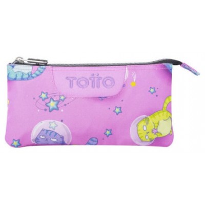 ESTUCHE ESCOLAR TRES COMPARTIMENTOS GATOS ASTRONAUTAS TOTTO AC52ECO012-2310Z-9I9 (Espera 4 dias) en Huesoi