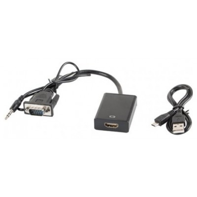 ADAPTADOR LANBERG VGA MACHO+AUDIO 3.5MM JACK/HDMI HEMBRA 20 CM NEGRO en Huesoi