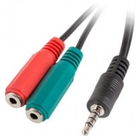 ADAPTADOR LANBERG MINIJACK 3.5MM M 4PIN 2X MINIJACK 3.5MM H 3PIN en Huesoi