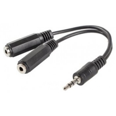 ADAPTADOR LANBERG JACK STEREO MACHO A JACK STEREO HEMBRA X2 10 CM NEGRO en Huesoi