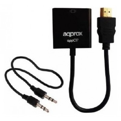 ADAPTADOR HDMI A VGA  CON AUDIO APPROX  APPC17 en Huesoi