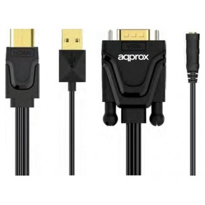 ADAPTADOR HDMI A VGA CON SALIDA DE AUDIO APPROX APPC22 en Huesoi