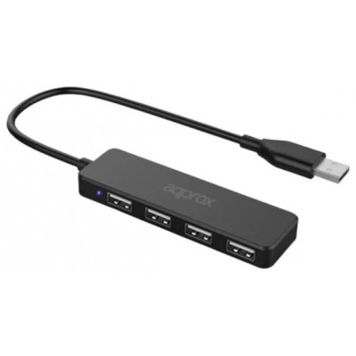 HUB 4 PUERTOS USB 2.0 NEGRO APPROX (Espera 4 dias) en Huesoi