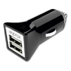 CARGADOR APPROX PARA COCHE 2 USB 5V  2.4A COLOR NEGRO en Huesoi