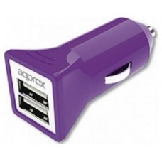 APPROX Cargador Doble USB para Coche (Purpura) en Huesoi