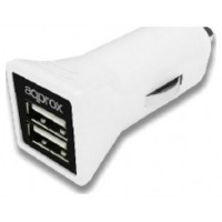 CARGADOR DE COCHE APPROX 2 USB 5V/3,1 AH COLOR BLANCO en Huesoi