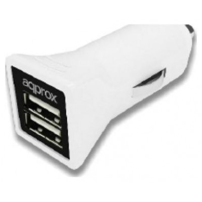 CARGADOR DE COCHE APPROX 2 USB 5V/3,1 AH COLOR BLANCO en Huesoi