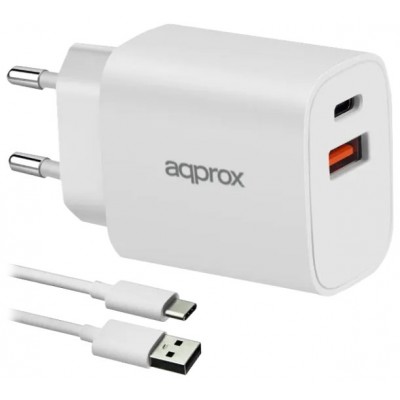 APPROX CARGADOR 20W QC 1 X USB A+ 1 X USB C+CABLE en Huesoi
