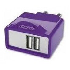 APPROX Cargador 2 USB de Viaje/Pared 1A (Purpura) en Huesoi