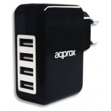 APPROX Cargador 4 USB de Viaje/Pared 1A (Blanco o Negro) en Huesoi