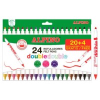 CAJA 20+4 ROTULADORES DE COLORES DOBLE PUNTA ALPINO AR002058N (Espera 4 dias) en Huesoi