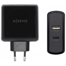 AISENS - CARGADOR 57W 1xUSB-C PD3.0 45W 1xUSB-A 5V/2.4A 12W NEGRO en Huesoi