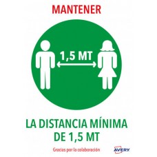 SEÑALES ADHESIVOS PREIMPRESO  "MANTENER DISNTACIA MINIMA DE 1,5 MT" SOBRE DE 2 HOJAS EN A4 AVERY AV_KITCOVID4_ES (Espera 4 dias) en Huesoi