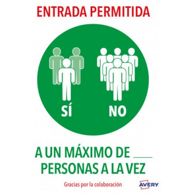 SEÑALES ADHESIVOS PREIMPRESO  "ENTRADA PERMITIDA" SOBRE DE 2 HOJAS EN A4 AVERY AV_KITCOVID6_ES (Espera 4 dias) en Huesoi