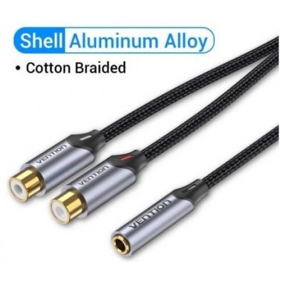 CABLE AUDIO ESTEREO JACK 3.5/H 2xRCA/M 0.3 M GRIS VENTION (Espera 4 dias) en Huesoi