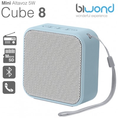 Mini Altavoz Bluetooth 5W Cube 8 Azul Biwond (Espera 2 dias) en Huesoi