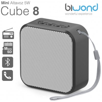 Mini Altavoz Bluetooth 5W Cube 8 Negro Biwond (Espera 2 dias) en Huesoi