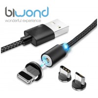 Cable USB Magnético Tipo C + Lightning + Micro USB Biwond (Espera 2 dias) en Huesoi