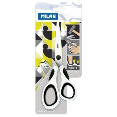 MILAN TIJERAS OFICINA 20,5CM MANGO DE PLASTICO BLISTER en Huesoi