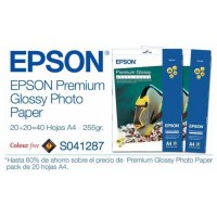 Epson Papel Premium Glossy Photo 255g, 20 Hojas de A4 en Huesoi