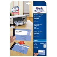 PAQUETE 10 HOJAS TARJETAS DE VISITA BLANCAS QUICK CLEAN DE PAPEL CUCHÉ OPACAS-260 G-IMPRESORAS DE INYECCIÓN DE TINTA-85X54 MM AVERY C32015-10E (Espera 4 dias) en Huesoi