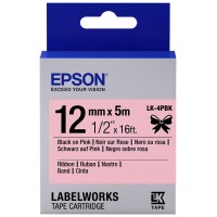 EPSON Cartucho de etiquetas de cinta satinada LK-4PBK negro/rosa de 12 mm (5 m) en Huesoi