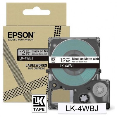 EPSON Cartucho de etiquetas Matte Tape   White/Black 12mm(8m)   LK-4WBJ en Huesoi