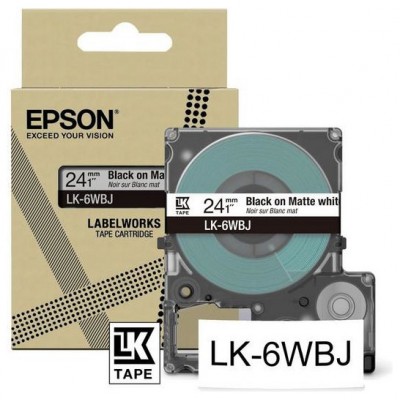 EPSON Cartucho de etiquetas Matte Tape   White/Black 24mm(8m)   LK-6WBJ en Huesoi