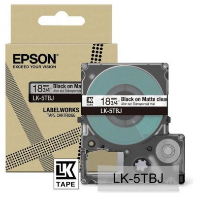 EPSON Cartucho de etiquetas Matte Tape   Clear/Black 18mm(8m)   LK-5TBJ en Huesoi
