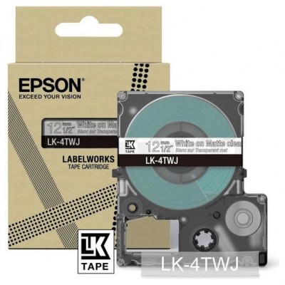 EPSON Cartucho de etiquetas Matte Tape   Clear/White 12mm(8m)   LK-4TWJ en Huesoi