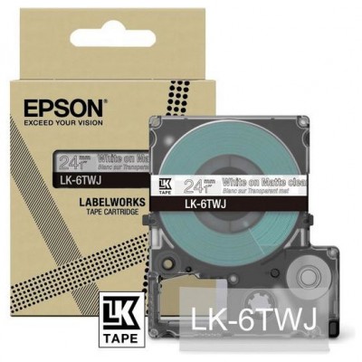EPSON Cartucho de etiquetas Matte Tape   Clear/White 24mm(8m)   LK-6TWJ en Huesoi